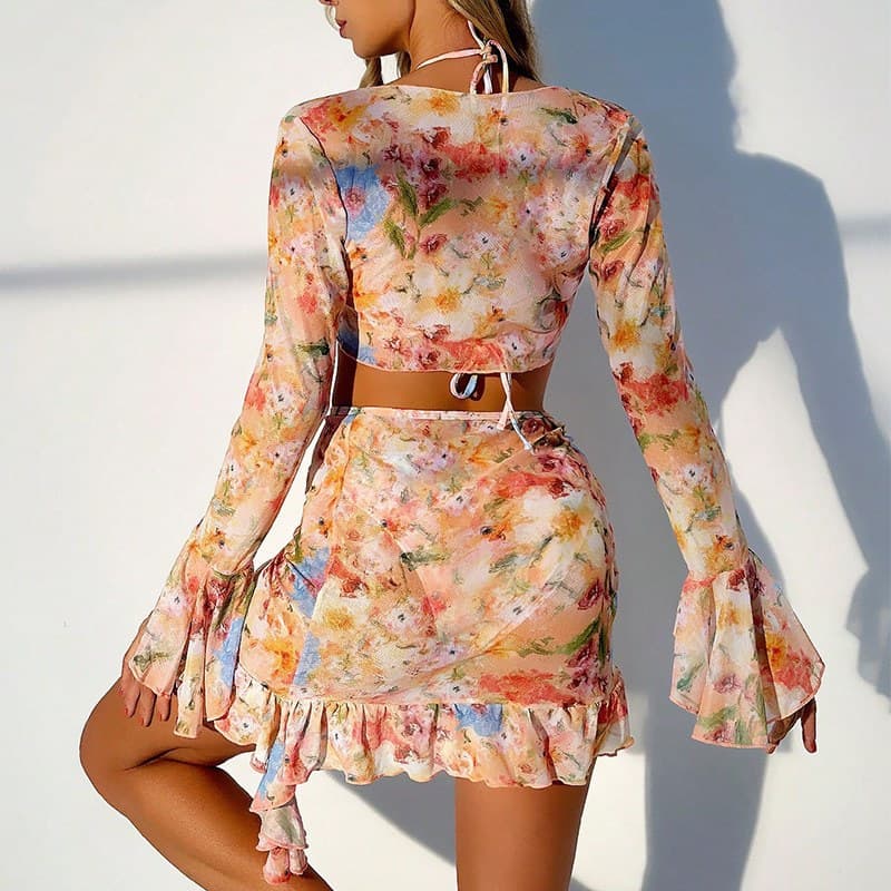 Costa Beach Dress Set – Aquarell Blüten