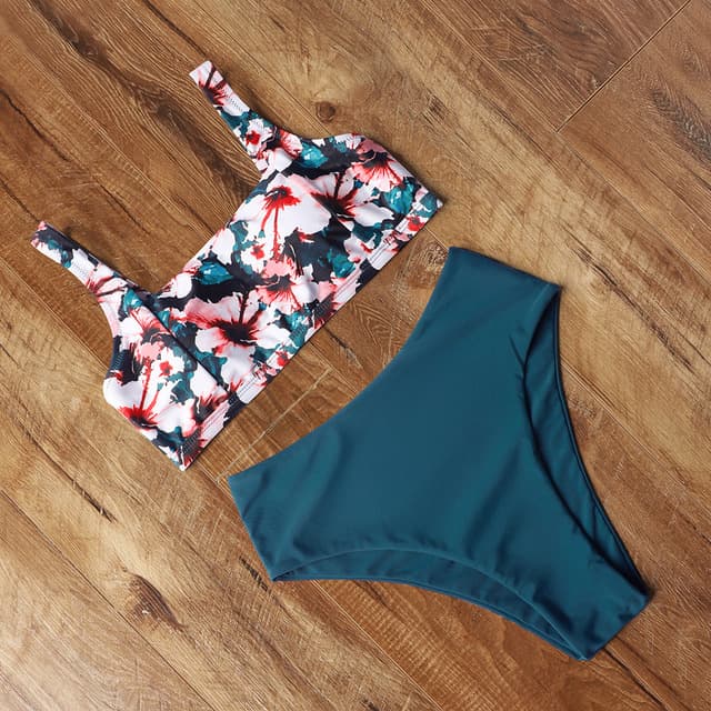 Cumbre High-Waist Bikini – Blüten Weiss
