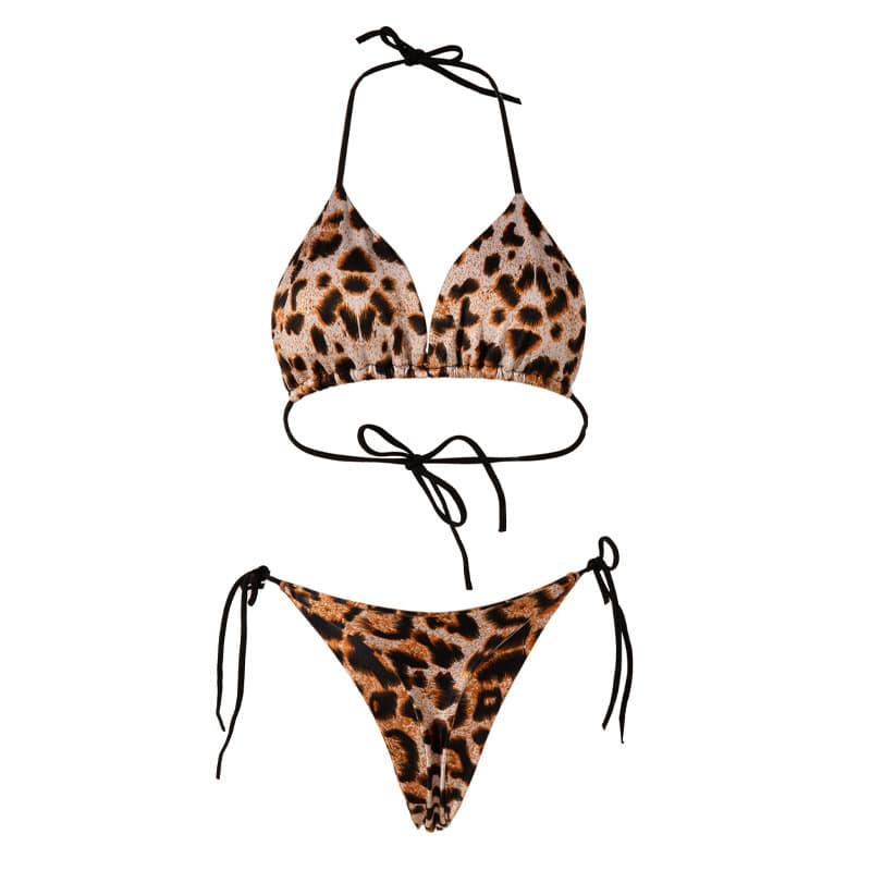 Tanga Lace-Up Bikini – Leopard